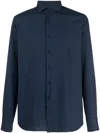 Xacus Cutaway-collar Cotton Shirt In Blue