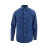 Xacus Indigo Blue Denim Cotton Shirt In Blue