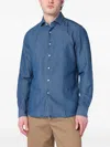 Xacus Indigo Blue Denim Cotton Shirt In Blue