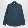 Xacus Indigo Blue Denim Cotton Shirt In Blue