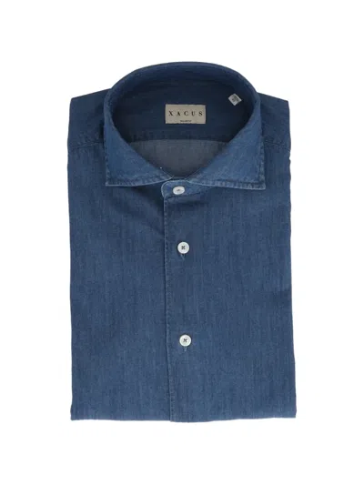 Xacus Denim-effect Cotton Shirt In Blue