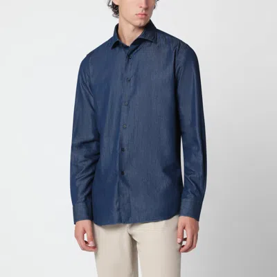Xacus Denim-effect Cotton-blend Tailor Fit Shirt In Multi