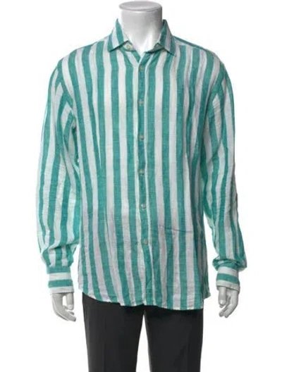 Pre-owned Xacus Drizzonte Portofino Linen Shirt In Green