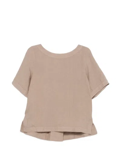 Xacus Fiamma Box-pleat Blouse In Brown
