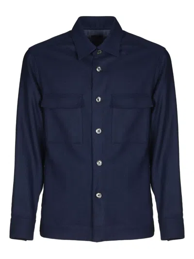 Xacus Flap-pocket Shirt In Blue
