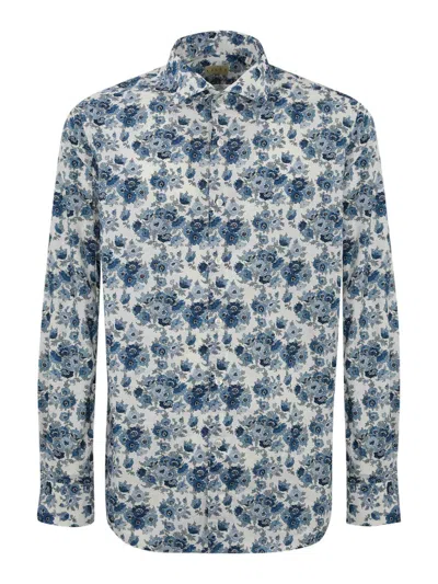 Xacus Floral Cotton Shirt In White