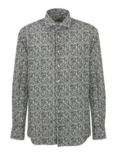 Xacus Floral Linen Blend Shirt In Green