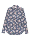 Xacus Floral-print Shirt In Blue