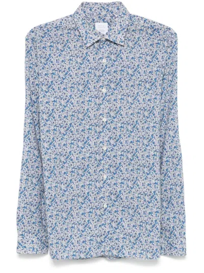 Xacus Floral-print Shirt In Blue