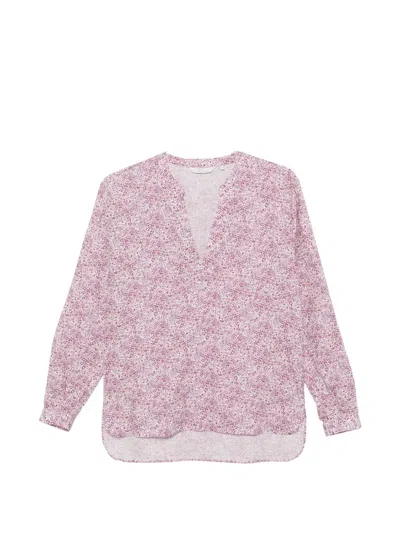 Xacus Floral-print Linen Blouse In Pink