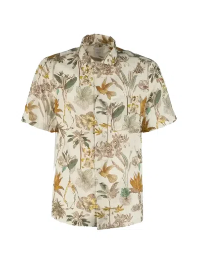 Xacus Floral-print Short-sleeve Shirt In Neutral