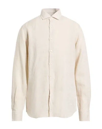 Xacus For Franz Kraler Man Shirt Beige Size 16 Linen In Neutral