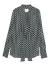 Xacus Geometric-print Tie-neck Blouse In Multi
