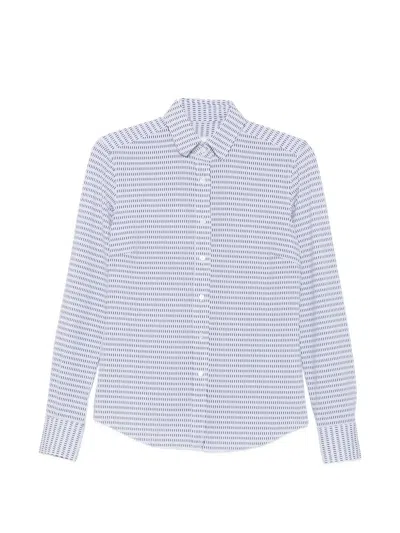 Xacus Geometric-print Button-down Shirt In White