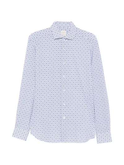 Xacus Geometric-print Long-sleeve Shirt In Blue