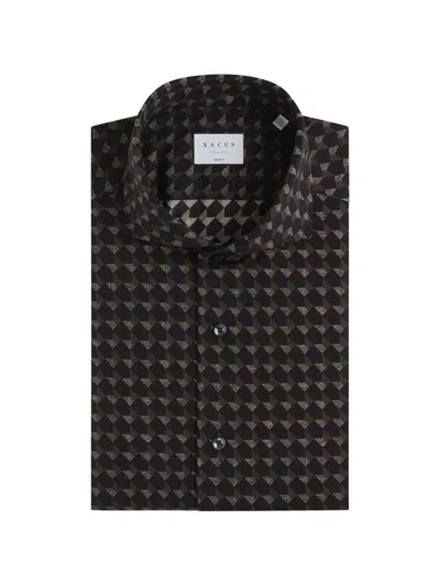 Xacus Geometric-print Shirt In Brown