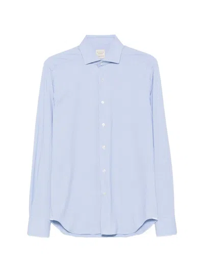 Xacus Geometric-print Spread-collar Shirt In Blue