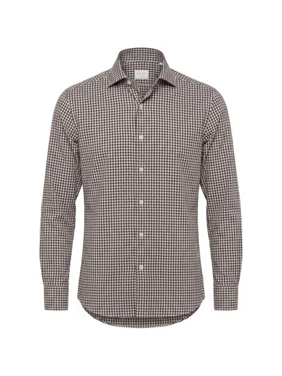 Xacus Gingham-check Cotton Shirt In Brown