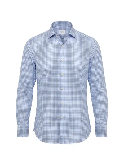 Xacus Gingham-check Long-sleeve Shirt In Blue