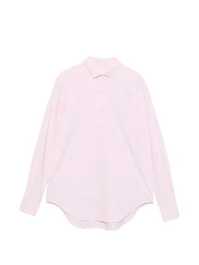 Xacus Giselle Curved-hem Long-sleeve Shirt In Pink