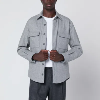 XACUS XACUS GRAY OVERSHIRT JACKET IN WOOL BLEND