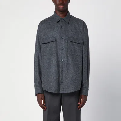 XACUS XACUS GREY WOOL BLEND OVERSHIRT
