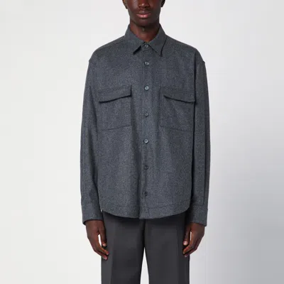 XACUS XACUS GREY WOOL BLEND OVERSHIRT