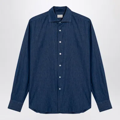 XACUS XACUS INDIGO BLUE DENIM COTTON SHIRT