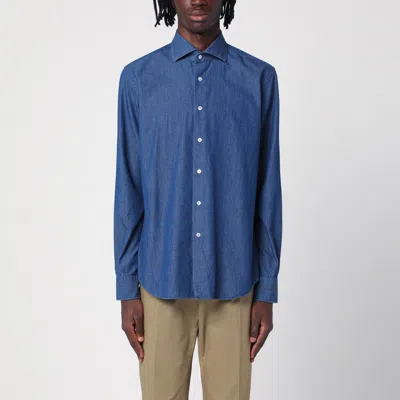 Xacus Indigo Blue Denim Cotton Shirt In Multi