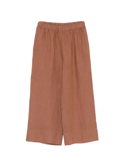 Xacus Jeanne Elasticated Cropped Trousers In Brown