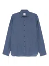 Xacus Cerulean Blue Linen Shirt With Cutaway Collar In Blue