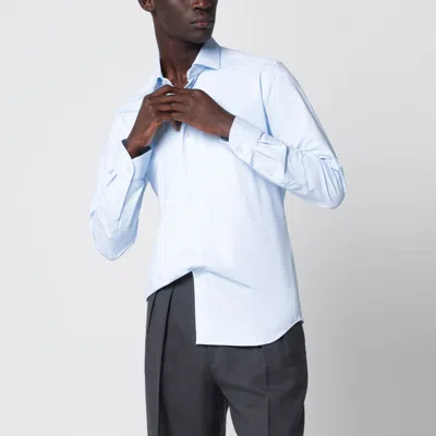 Xacus Light Blue Active Twill Shirt With French Collar In Animal Print