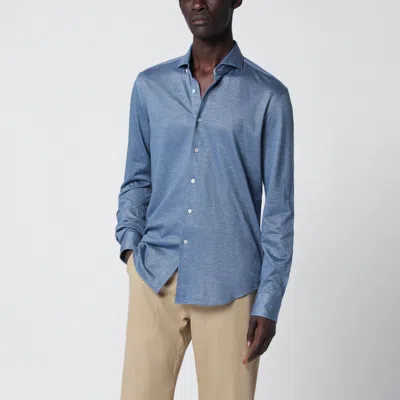 Xacus Light Blue Cotton Blend Tailor Fit Shirt