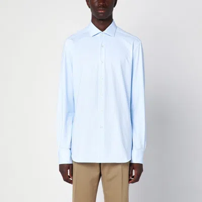 XACUS XACUS LIGHT BLUE SLIM-FIT TWILL ACTIVE SHIRT