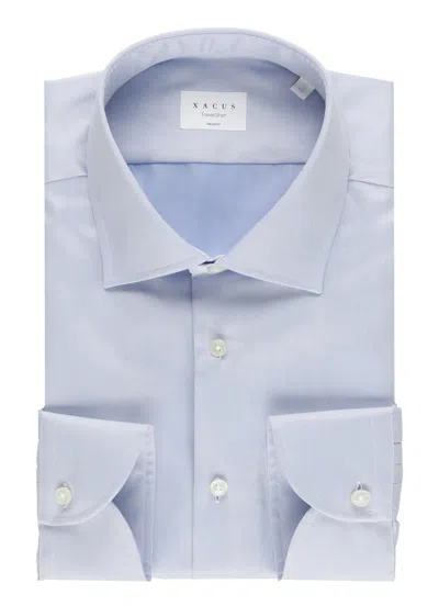 Xacus Light Blue Travel Casual Shirt In White