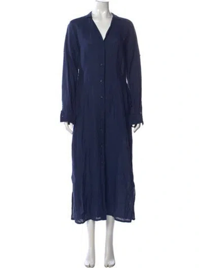 Pre-owned Xacus Linen Long Dress In Blue