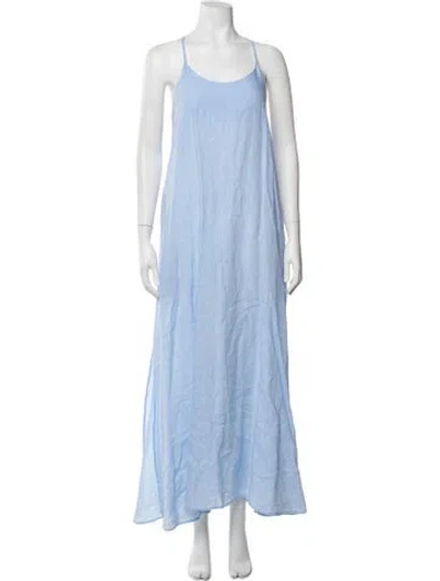 Pre-owned Xacus Linen Long Dress W/ Tags In Blue