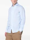 Xacus Light Blue Tailor Fit Shirt In Linen In Blue