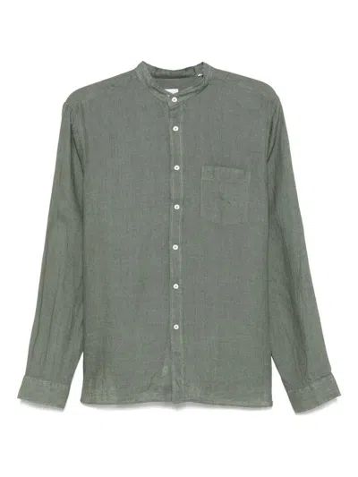 Xacus Linen Shirt In Olive Green