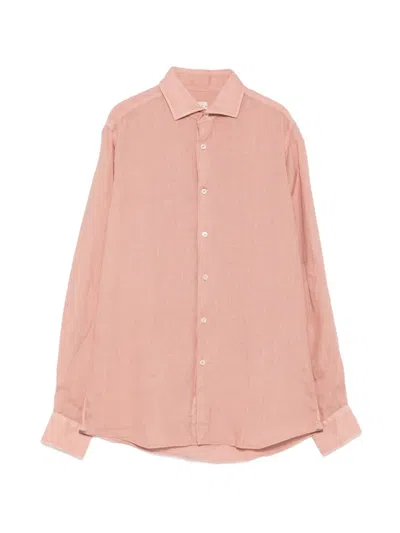 Xacus Linen Spread-collar Shirt In Pink