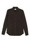 Xacus Long-sleeve Button-down Shirt In Brown