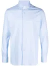 Xacus Light Blue Slim-fit Twill Active Shirt In Blue