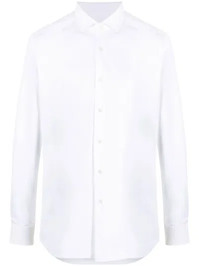 Xacus Long-sleeve Button-up Shirt In Weiss