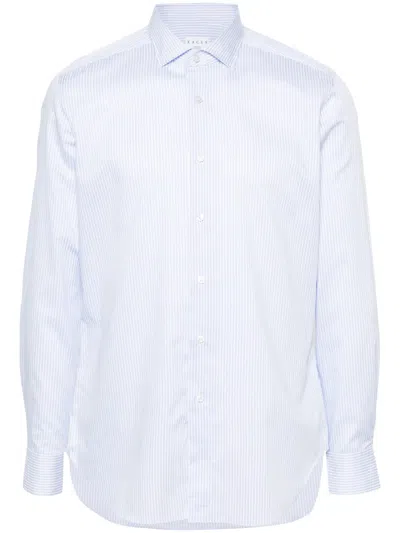 Xacus Long-sleeve Cotton Shirt In Blue