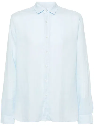 Xacus Long-sleeve Linen Shirt In Blue