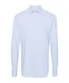 Xacus Stretch Geometric Buttoned Shirt In Blue