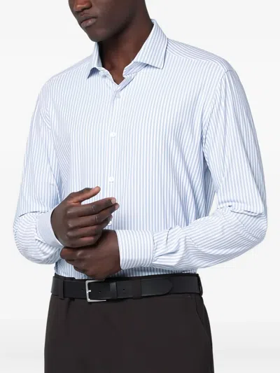 Xacus Travel Tailor Fit Shirt White Striped In Blue