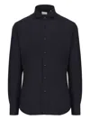 Xacus Long-sleeved Button-down Shirt In Black