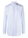 Xacus Long-sleeved Button-up Shirt In Blue