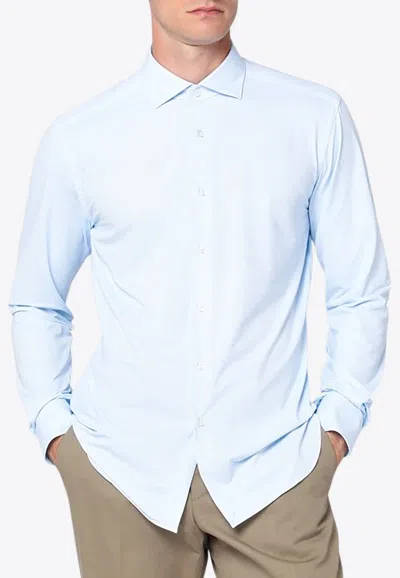 Xacus Light Blue Active Twill Shirt In White